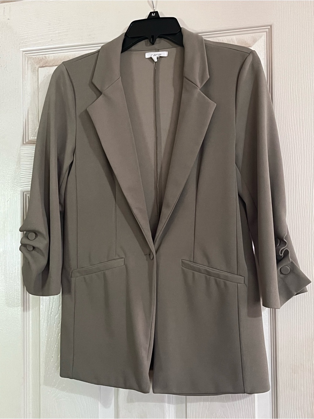 Maurices Olive Green Open-Front Blazer with Rolled Sleeve Detail